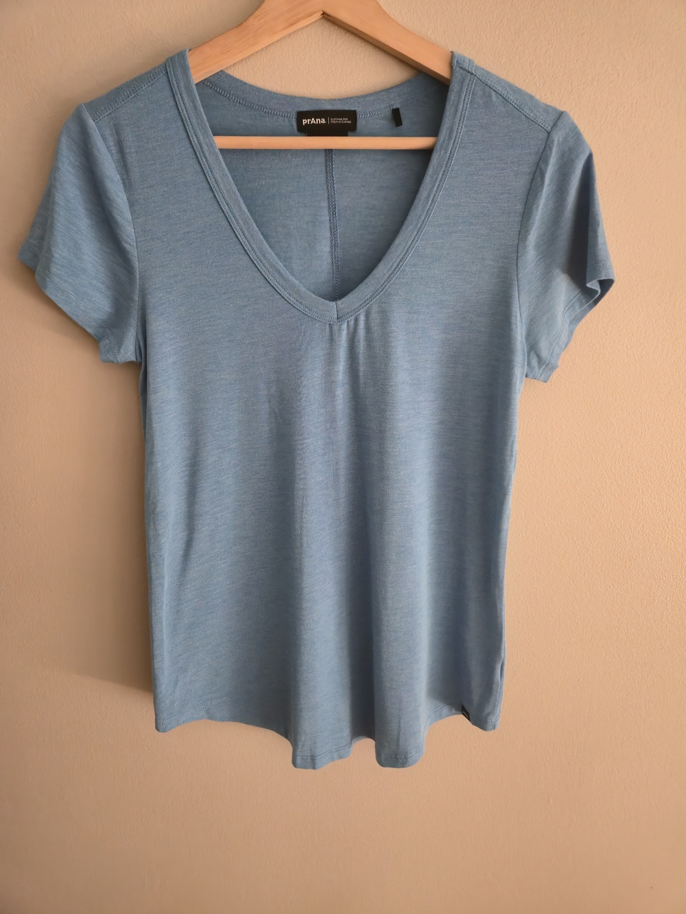prAna Everyday V-Neck Tee Light Blue 100% Regenerative Organic Certified Cotton